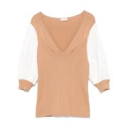 Beige Trui met Paneeldesign Liu Jo , Beige , Dames