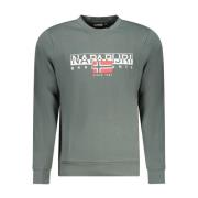 Groene Logo Print Katoenen Sweatshirt Napapijri , Green , Heren