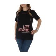 Grafisch Kortemouw T-shirt Katoen Glitter Love Moschino , Black , Dame...