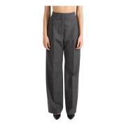 Geruite wollen palazzo broek Msgm , Gray , Dames