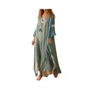 Groene Tie and Dye Caftan Jurk Mare Di Latte , Multicolor , Dames