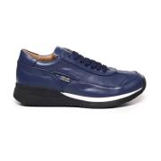 Blauwe Leren Sneakers met Rubberen Zool Paciotti , Blue , Heren