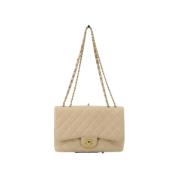 Pre-owned Leather chanel-bags Chanel Vintage , Beige , Dames