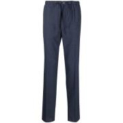 Blauw geruite broek met trekkoord in de taille Incotex , Blue , Heren