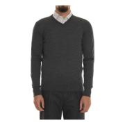 Merino Wol V-hals Trui Hindustrie , Gray , Heren