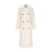 Witte Katoenen Trenchcoat Elegante Stijl Burberry , Beige , Dames