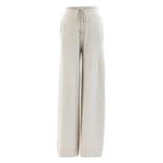 Wijde Been Wollen Broek met Wasbeer en Vos C.T.plage , White , Dames