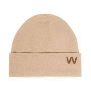 Kasjmier Logo-geborduurde Beanie Hoed Max Mara Weekend , Beige , Dames