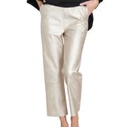 Vegan leren rechte broek iriserend effect Maevy , Beige , Dames