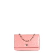 Pre-owned Leather wallets Chanel Vintage , Pink , Dames