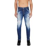 Versleten Skinny Jeans met Verfspatten Dsquared2 , Blue , Heren