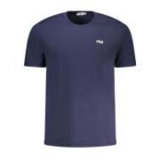 Katoenen Crew Neck Logo Print T-Shirt Fila , Blue , Heren