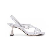 Monogram Leren Sandalen met Vierkante Neus Jimmy Choo , Gray , Dames