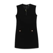 Zwarte shiftjurk met knoopdetails Balmain , Black , Dames