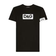 Logo Print Zwart T-shirt Polo Dolce & Gabbana , Black , Heren