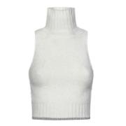 Witte Crop Top met hoge hals Pinko , White , Dames