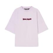 Lila Oversized Logo T-shirt Bordeaux Palm Angels , Beige , Heren