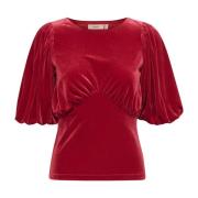 Rode Gedrapeerde Boothals Top InWear , Red , Dames