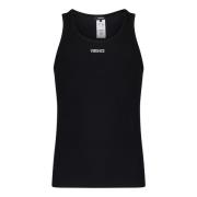 Zwarte Geribbelde Tanktop Aw24 Versace , Black , Heren