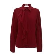 Asymmetrische zijden overhemd met knoopdetail Victoria Beckham , Red ,...