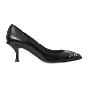 Zwarte Leren Pumps met Sterontwerp Dolce & Gabbana , Black , Dames