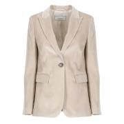 Beige Blazer met Peak Revers Peserico , Beige , Dames