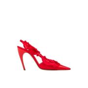 Rode Satijnen Slingback Hakken Nensi Dojaka , Red , Dames