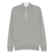 Luxe Cashmere Half-Zip Gebreide Kleding Eleventy , Gray , Heren