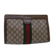 Pre-owned Leather clutches Gucci Vintage , Beige , Dames