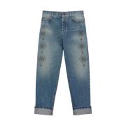 Stijlvolle geborduurde straight leg jeans Max Mara Weekend , Blue , Da...