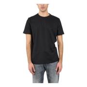 Jersey T-shirt met geborduurde borst Dondup , Black , Heren