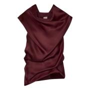 Bordeaux Zijden Topkleding Aw24 Khaite , Red , Dames