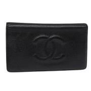 Pre-owned Leather wallets Chanel Vintage , Black , Dames