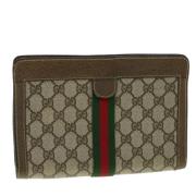 Pre-owned Canvas clutches Gucci Vintage , Beige , Dames