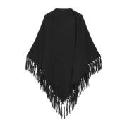 Luxe Tornado Poncho met Butterfly Motif Max Mara Weekend , Black , Dam...