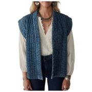 Gewatteerde Denim Mouwloos Vest Maison Hotel , Blue , Dames