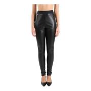 Hoge taille imitatieleer leggings Msgm , Black , Dames