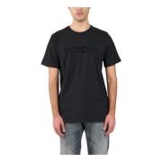 Jersey T-shirt met flocklogo Dondup , Black , Heren