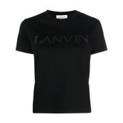 Zwart Logo Ronde Hals Korte Mouwen Lanvin , Black , Dames