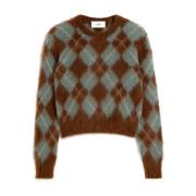 Argyle Check Crew Neck Sweater Ami Paris , Multicolor , Heren