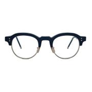 Navy Goud Oval Bril Japan Gemaakt Thom Browne , Blue , Heren