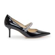 Zwarte leren pump met kristallen Jimmy Choo , Black , Dames