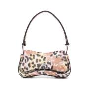 Dierenprint Schoudertas met Leren Rand Diesel , Multicolor , Dames