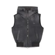 Gewatteerd Zwart Gilet met Capuchon Diesel , Black , Dames