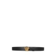 Zwart Omkeerbare Leren Riem met Medusa Gesp Versace , Black , Heren