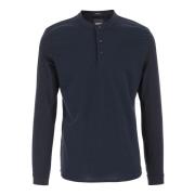 Navy Katoenmix Lange Mouw T-shirt Hugo Boss , Blue , Heren