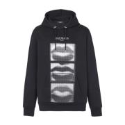 Zwarte Lips Logo Sweater Hoodie Balmain , Black , Heren