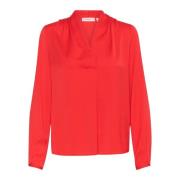 Rode V-hals Blouse InWear , Red , Dames