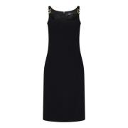 Zwarte Midi Jurk met Medusa Details Versace , Black , Dames