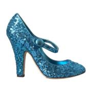 Blauwe Pailletten Mary Jane Pumps Dolce & Gabbana , Blue , Dames